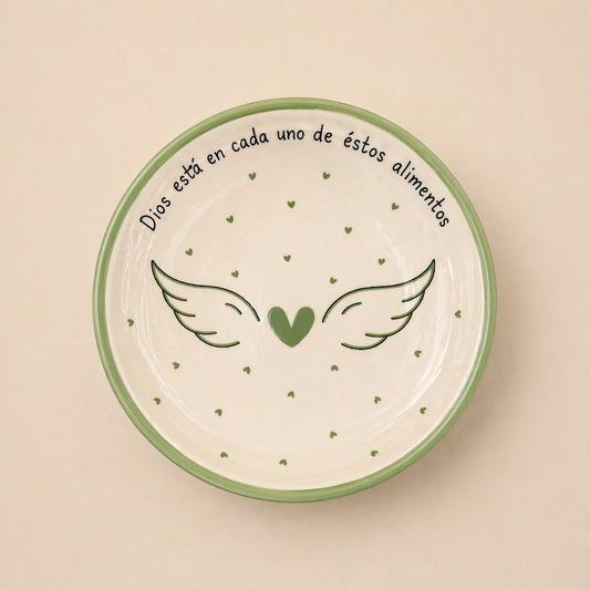 Large plate · "God is in each of these foods"