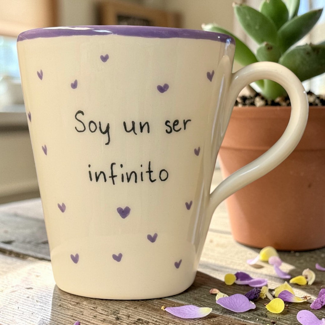 «Soy un ser infinito. Capaz de todo lo que me proponga» · Taza cónica