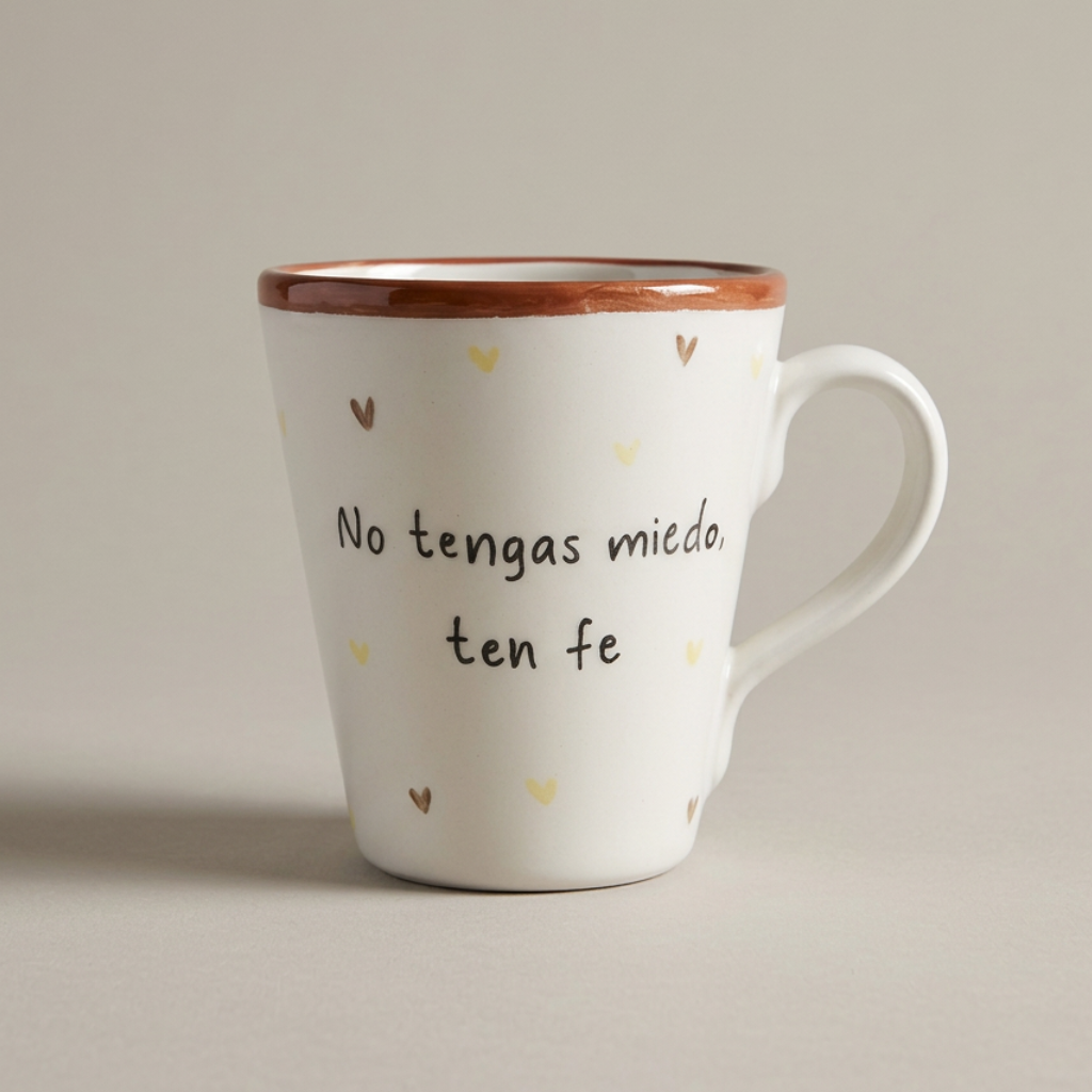 «No tengas miedo, ten fe» · Taza cónica