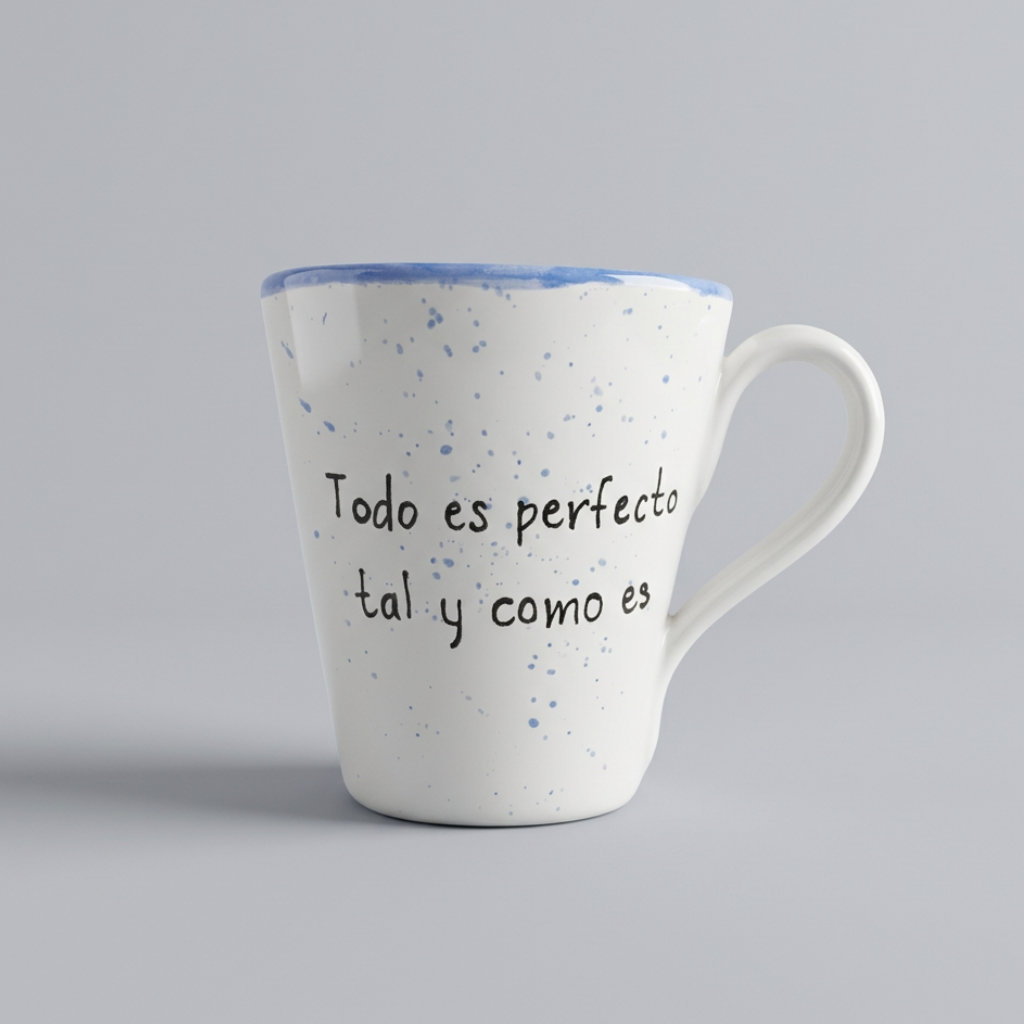 «Todo es perfecto tal y como es» · Taza cónica
