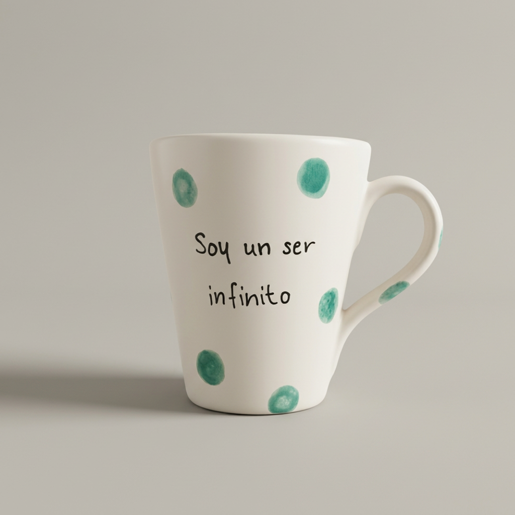 «Soy un ser infinito capaz de todo lo que me proponga» · Taza cónica